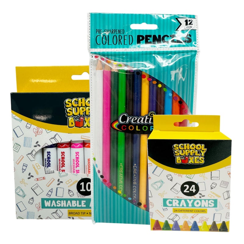 School Supply Boxes Elementary School Essentials Bundle | 1 Box - 91 Pieces per Box | School Supply Boxes - Back to School Essentials | Includes Binders, Folers, Notebooks, Filler Paper, Pencils, Notecards, Pens, & More - Image 3